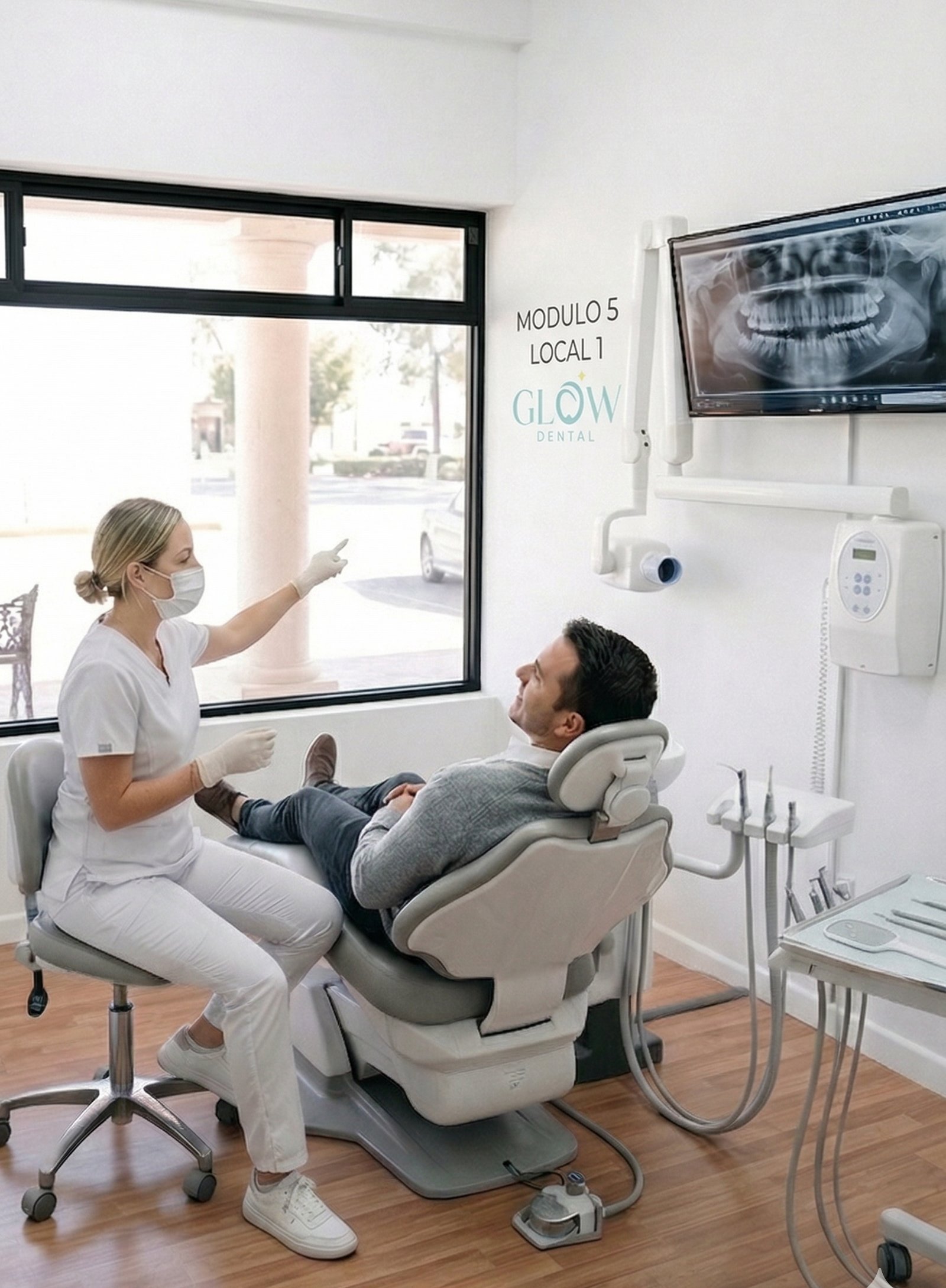 Paciente en clínica dental recibiendo atención personalizada